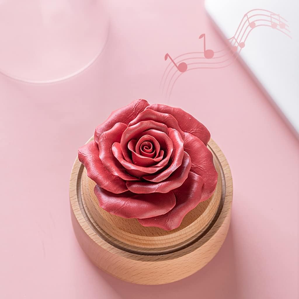Music Box Everlasting Flower Music Box Rose Wooden Sky City Music Box Birthday Gift for Girlfriend Boy Romantic Wood Musical Box