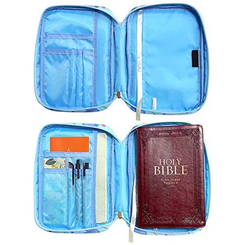 G-LEAF Bible Cover Case/Book Cover Floral Pattern with Handle Fits for Standard Size Bible,7.5x10x2.5 in