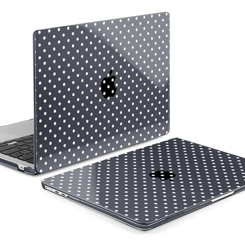 Image of MEEgoodo for M5 /M4 /M3 /M2 MacBook Air 15 inch Case 2026 2025 2024 2023, Case Fit Model (A3448 /A3241 /A3114 /A2941) for MacBook Air 15.3 inch, White Polka Dot