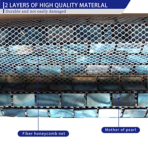 Mop Mother Of Pearl Shell Mosaic Mini Brick Backsplash Tile, Are Used For Kitchen Backsplashes And Bathroom Wall Tiles, Dark Blue 1 Sheet #TOP3
