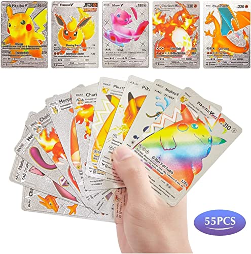 Image of VARIYA ENTERPRISE New Playing Cards | 55 Pcs Silver Foil Card | Assorted Cards TCG Deck Box | V Series Cards Vmax GX Rare Golden Cards and Common-Rare Mystery Card | Best Gift for Kids