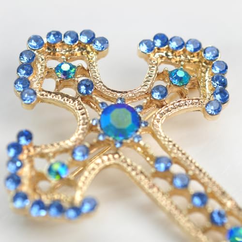 Image of Gyn&Joy Sparkle Crystal Rhinestones Holy Cross Brooch Pin Jewelry For Women Men