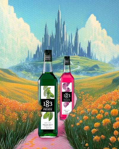 Image of 1883 Green Mint Syrup for Drinks, Made in France, 1 Liter Plastic Bottle