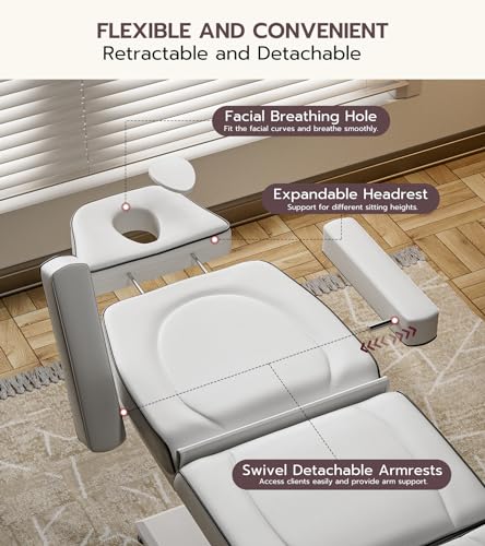 Fully-Electric-Esthetician-Chair-Facial-Bed-4-Section-Tattoo-Chair-Bed-Massage-Table-w3-Motors-Adjustments-Medical-Aesthetic-Chair-for-Wax-Beauty-Microblading-Spa-White