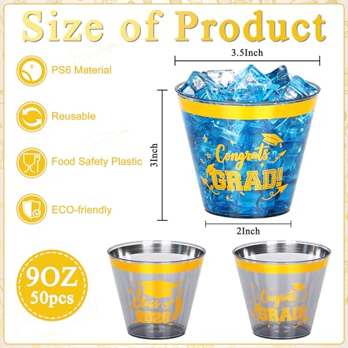 Image of 50 Pack 9 oz Graduation Cups,2026 Gold and Black Graduation Plastic Cups, Disposable Congrats Grad Party Cups for Class of 2026 Decorations School Party Favors Supplies