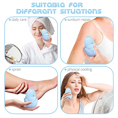 Rupifow Ice Roller For Face Eyes And Neck, Ice Face Roller, Reusable Silicone Ice Mold, Brighten Skin, Shrink Pores, Skin Roller, Ice Globes, Face Roller Skin Care, Gua Sha&Face Massager (Blue) #TOP4