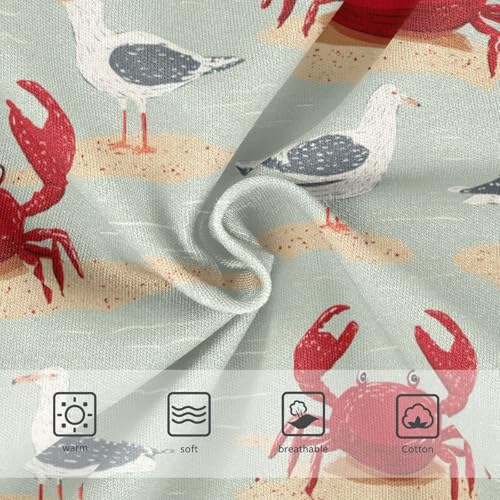 Wusikd Red Crabs Beach Girls' Underwear Cotton Seagulls Girls Briefs Soft Toddler Underwear 2T3