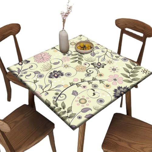 Nappe carrée élastique polyester décoration table bohème verte