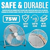BARGAINS-GALORE 14" Chrome Industrial 3 Speed Free Standing Fan - Adjustable Tilting, Portable, Inch | Ideal For Summer, High Velocity, Hydroponic | Suitable For Gym, Office & Home - Image 5