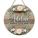 Personalized Floral Wooden Name Sign – Custom Wooden Signs with Roses and Greenery, Nursery Name Sign, Baby Girl Room Decor, Rustic Farmhouse Gift