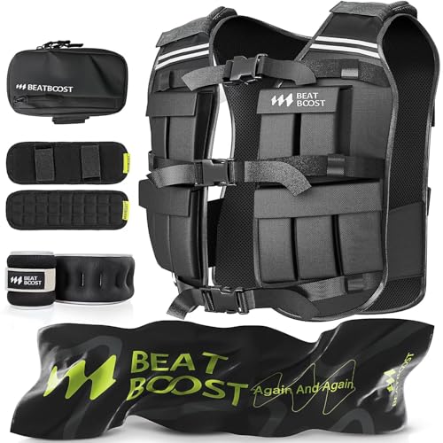 Weighted Vest for Men Women BeatBoost 1-20 lb Weight Vest Adjustable Weights with 2 lb Ankle Weights for Walking Strength Training Running Workout