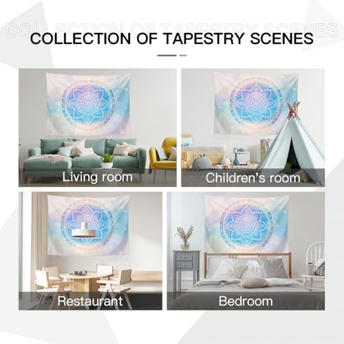 Tenture murale mandala bleu pour décorer un grand mur nu - 5