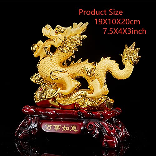 Chinese Gold Feng Shui Decor Dragon Statue Figurines Sculpture Collectibles，Decor Home Office Decoration Tabletop Decor Ornaments Good Lucky Gifts #TOP1