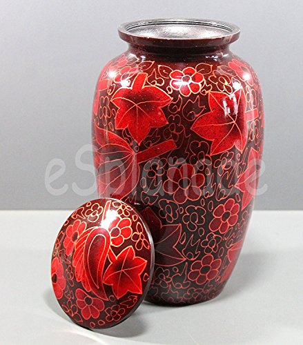eSplanade Red Cremation urn Memorials urns Container Jar Pot | Urns | Metal Urn | Burial Urn | Memorial Urn (Red/Black) - Thumbnail 2