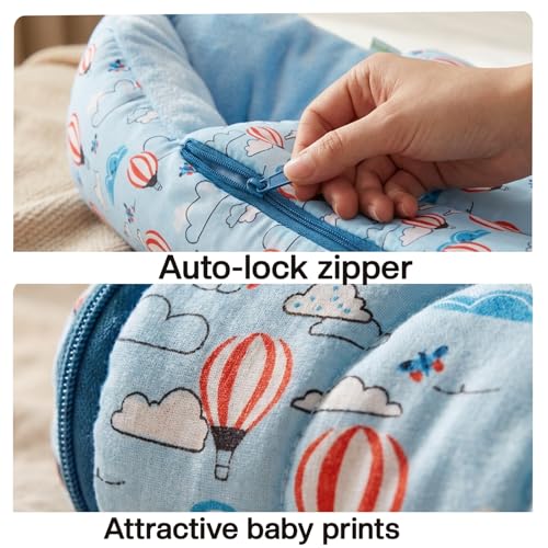 Image of Baybee 3-in-1 Baby Sleeping Bag & Carrying Bed | Velvet Cotton Carry Nest for New Born | Soft & Travel Friendly Sleeping Bag for Babies 0-6 Months (Lite Blue)