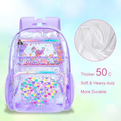 Image of AGSDON Clear Backpack, Heavy Duty Transparent Bookbag, See Through PVC Backpacks for Women Men