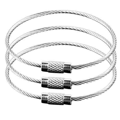 Preisvergleich Produktbild Healifty 3PCS Edelstahl-Draht-Keychain-Kabel-Schlü... für hängendes Gepäck-Umbau
