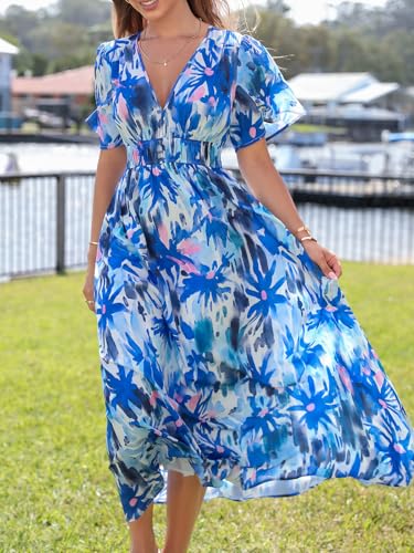 Image of Flessibili Womens Summer Floral Maxi Dress Wedding Guest Party Long Dresses 2026