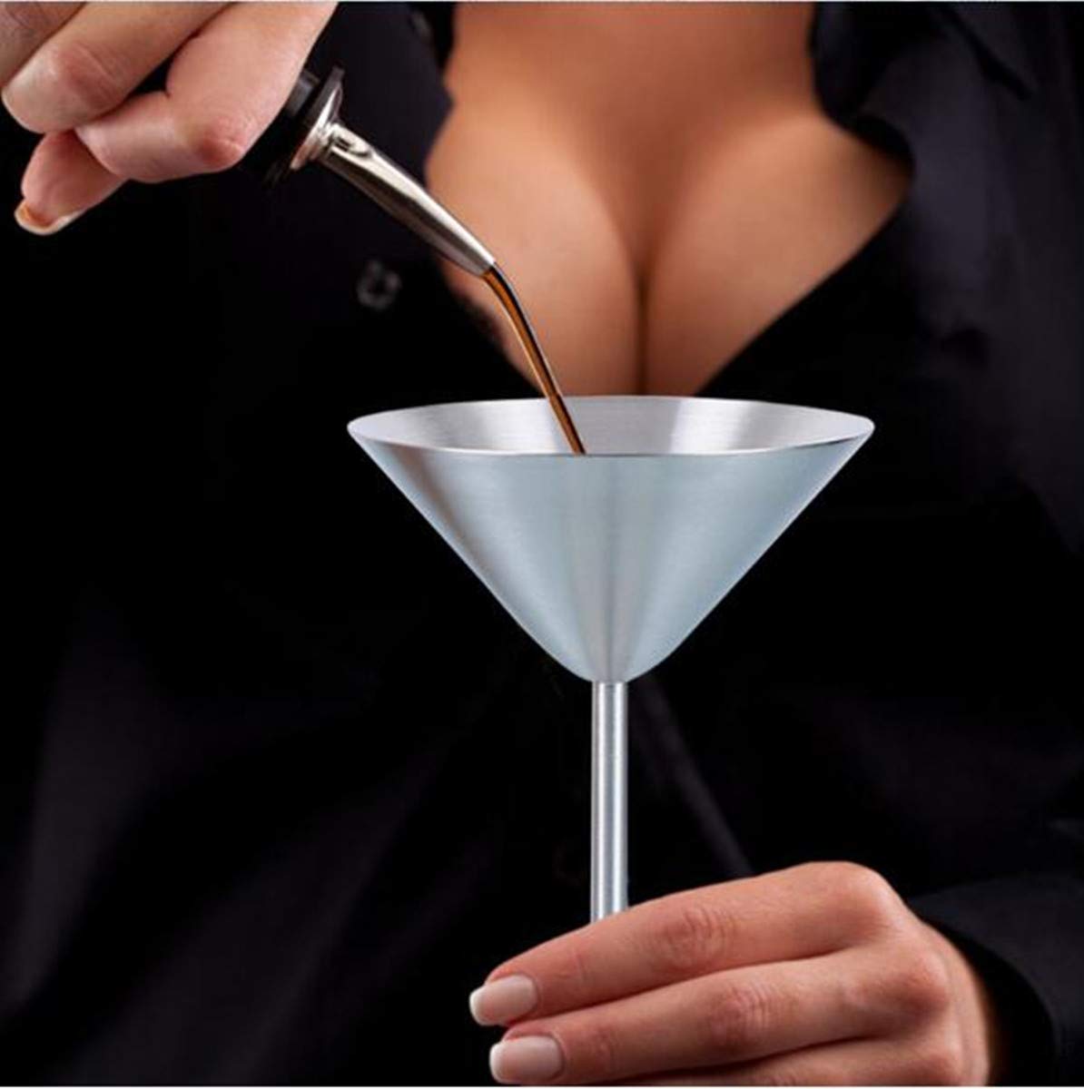 Set Da 2 Calici Da Cocktail Martini In Acciaio Inox 304 - 200ml, Infrangibili, Per Vino E Champagne, Colore Argento - 3
