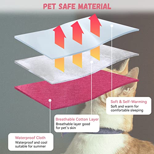 Yunnarl Self-Warming Cat Bed - Convertible Cat Mat, Light Weight Pet Bed For Cats, Puppy Cat Bed Mat, Machine Washable Puppy Bed For Indoor Cats Houses, Floor, Car Back Seat, Pink #TOP4
