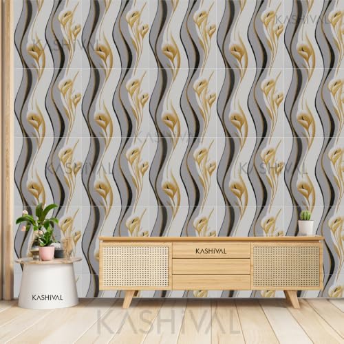 Image of KASHIVAL Self-Adhesive Waterproof PE Foam 3D Wall Panels Wallpaper Sticker for Bathroom, Living Room, Hotel and Home Decoration (70 x 70cm, Appx. 5.3Sq Feet) (JD Black Flower)