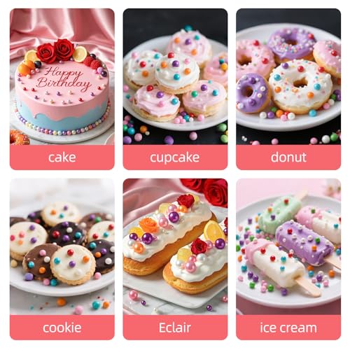 Image of Edible Rainbow Pearl Sprinkles,Spring Colorful Pearl Candy Sprinkles Mixed,Baking Decorating,Pastel Edible Cake Decorations,Perfect for Baking,Ice Cream,Cookies,Cupcake Toppers,Birthday Wedding Party Desserts Easter Supplies,130g /4.58oz