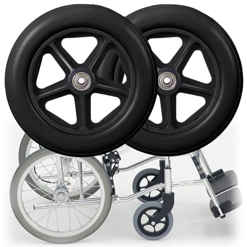 2 ruedas sólidas de repuesto para sillas de ruedas, 15,24 cm, 17,78 cm, 20,32 cm, diámetro del orificio de montaje de 0,8 cm, silencio y antidesgaste, pieza de repuesto de rueda delantera (negro, 170
