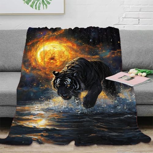 Couverture tigre douce 127x152 cm jeté de lit et canapé - 3