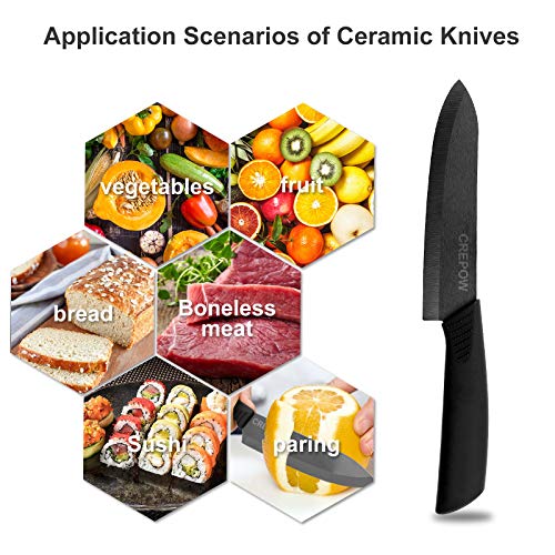 Ceramic knife, CREPOW 6 Piece Ceramic knife Set 6