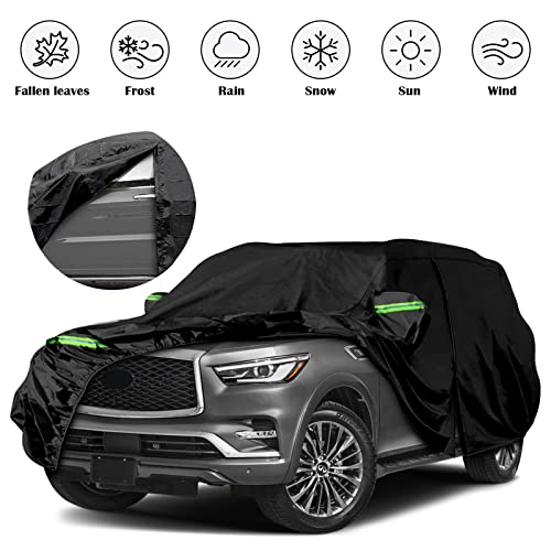 Image of Waterproof Car Cover Replace for 2004-2025 Infiniti QX80 / Nissan Armada, 6 Layers All Weather Car Covers with Zipper Door & Windproof Bands for Snow Rain Dust Hail Protection (QX80)