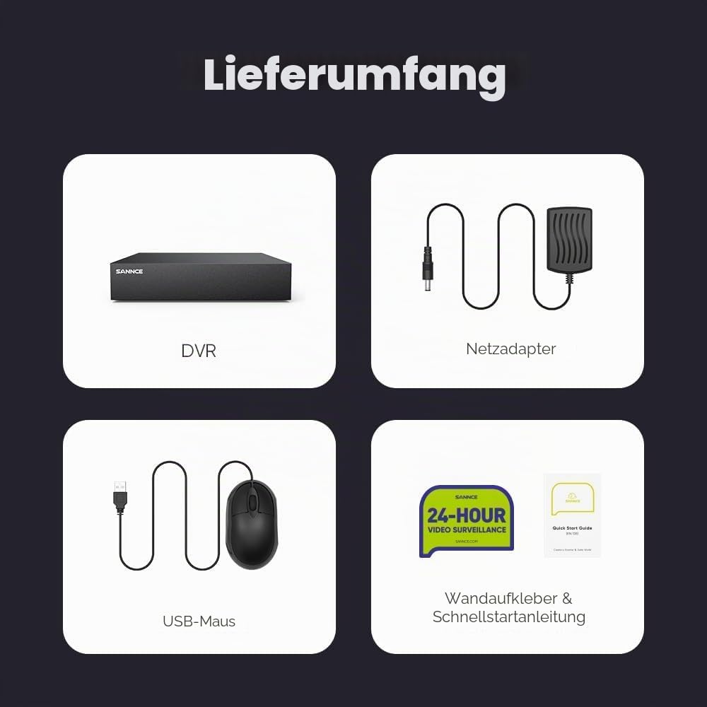 SANNCE 8CH 1080P DVR Recorder CCTV Sicherheitssystem Digitales Video H.264 HDMI Unterstützung Audio Aufnahme Bewegungssteuerung Email Alarm | 5-in-1 Sicherheitssystem – digitales Video, H.264, HDMI-Unterstützung, Audioaufnahme, Bewegungssteuerung, Email-A