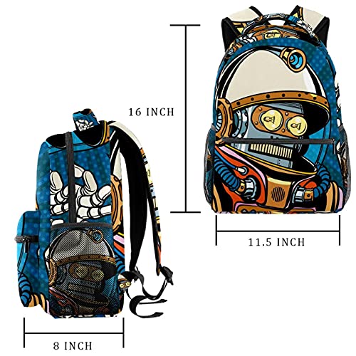 Sac à dos d'écolier imprimé fusée multicolore avec compartiment PC 14" - 2