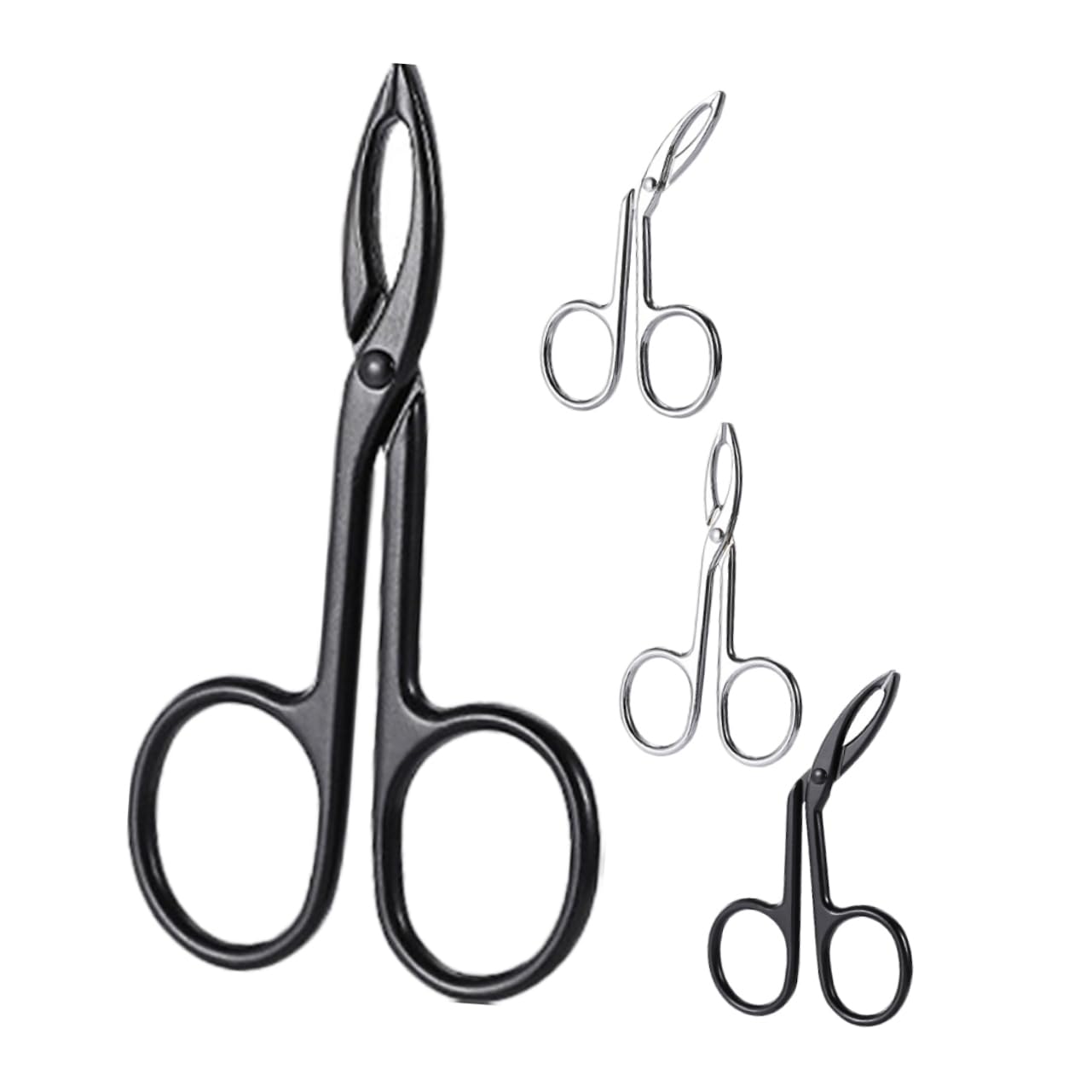 OSOLADY Stainless Steel Eyebrow Tweezers 4pcs Set Grooming Kit Straight Curved Tips Trim Shape Portable