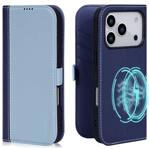 Étui iPhone 17 Pro anti-RFID avec 3 fentes cartes VISOUL bleu