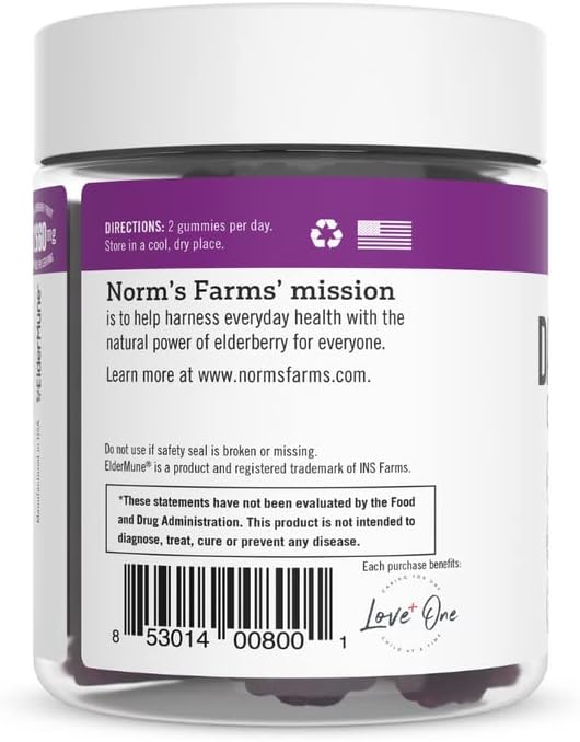 Miniatura 3 de Norm's Farms Gomitas inmunes de saúco, vinagre de sidra de manzana y vitamina B12, veganas, sin gluten, sin OMG, 60 gomitas