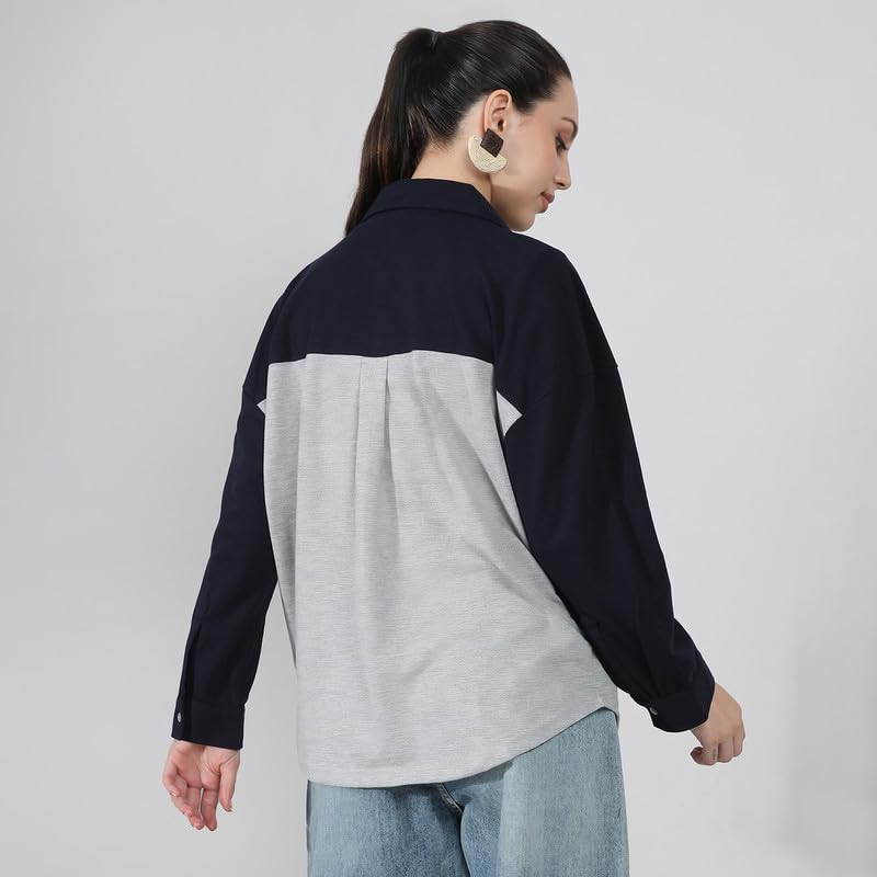 Image of PINACOLADA Women's Boxy Striped Shirt for Casual Wear | Spread Collar | Cuffed Sleeves | Button Closure | Shirt Crafted with Comfort Fit for Everyday Wear