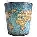 Flyinghedwig 10L Pattumiera in Pelle - Cestino Spazzatura - Vintage Cestino Gettacarte - Cestino per la Carta - 25 * 20 * 27 cm (Mappa del Mondo)