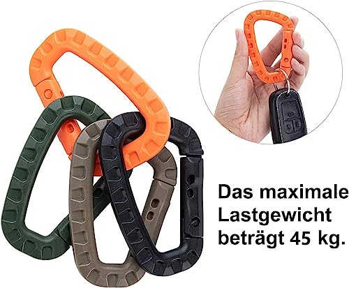 Foto von Mis.Moon 10 Stück Karabinerhaken Kunststoff, D-Form Bergsteigen Schnalle, Tragbare Karabiner Schlüsselanhänger, Multifunktions Karabiner Klipp für Wasserflaschen, Seile, Rucksäcke, Angelruten