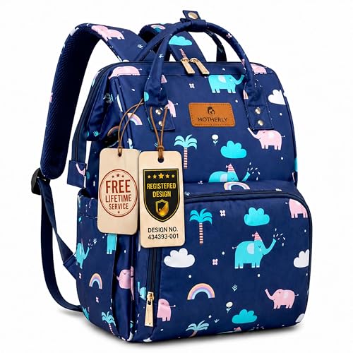 Image of Motherly Patented Design Maternity Hospital Bag | Large Capacity Diaper Bag for Mom & Newborn Baby | Multi-Pocket Water-Resistant Baby Travel Bag with Organized Storage (Flame Series) | for Mothers