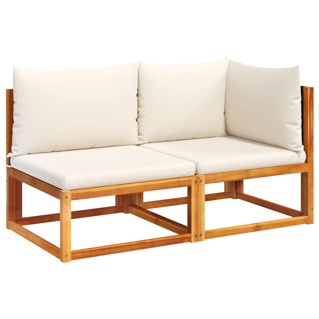 vidaXL Divano da Giardino con Cuscini 2 posti in Legno di Acacia e Rattan Nero E Crema