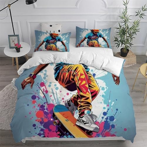 Skateboard housse de couette King parure de lit 220x240 avec 2 taies - 6