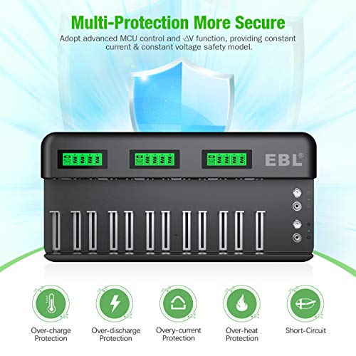 Image of EBL 12+2 Bay Universal Rechargeable Battery Charger for AA AAA C D 9V Ni-MH Ni-CD Batteries & 9V Rechargeable Batteries (AC Power Supply)