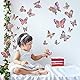 60 Pcs 3D Schmetterlinge Deko Schmetterling Wanddeko Aufkleber mit glänzenden Silber Schmetterling Abziehbilder Klassenzimmer Dekor mit Set 5 Stil DIY Man Made abnehmbare dekorative Papier (Roségold)