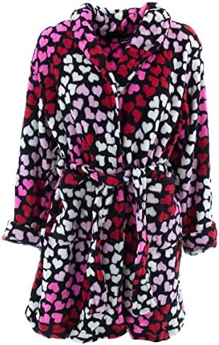 Pink,White, and Red Heart Plush Bath Robe for Juniors