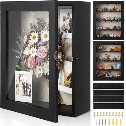 Gerrii Shadow Box Display Case 13 x 16 - Deep 5 Inch Large Wooden Picture Frame with...