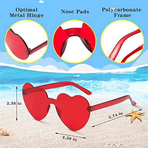 YQVIE 20 Pack Heart Shaped Sunglasses One Piece Candy Color Rimless Glasses for Women Bachelorette Party Supplies3
