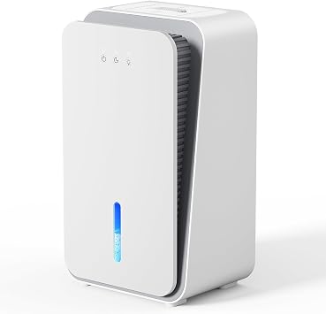 1000 sq.ft Dehumidifier for Home, Dehumidifiers for Basement, Bathroom, Bedroom with Auto Shut Off and Drain Hose, Built-in Aromatherapy Diffuser, 7 Colors LED Light, Quiet Sleep ModeWhite