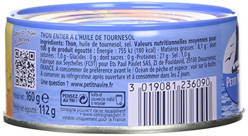 Thon Entier À 'huile De Tournesol Petit Navire La Boite De 112 G Net Égoutté - vue 3