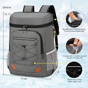 Backpack Cooler Insulated Leakproof, Soft Cooler Backpack for Beach Gray — photo 6 of 6