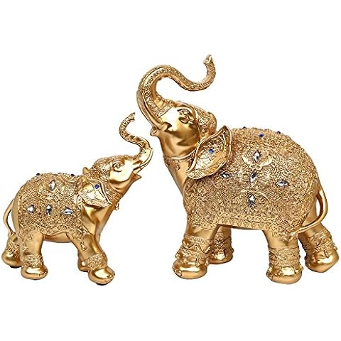 BOYULL Large Size Feng Shui Mother and Baby Elephant Wealth Lucky Statue/Figurine,Home Decor Gift… Cover